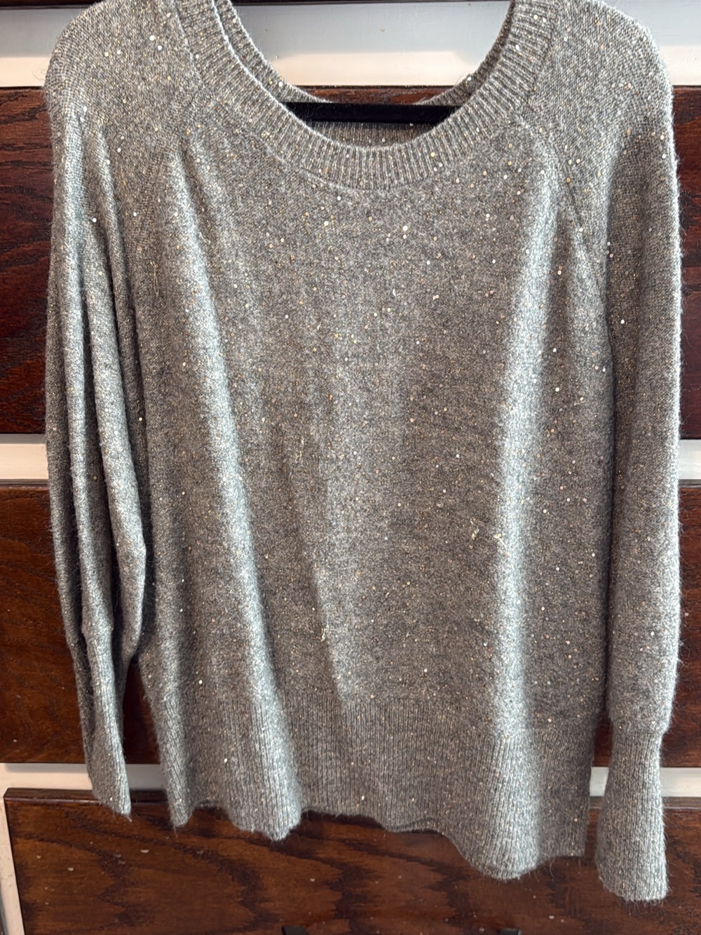 LC Lauren Conrad Gray Sparkle Crewneck Sweater